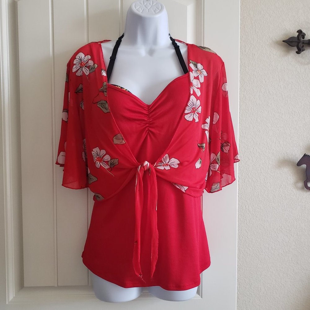 Almost Famous Red with White Floral Top